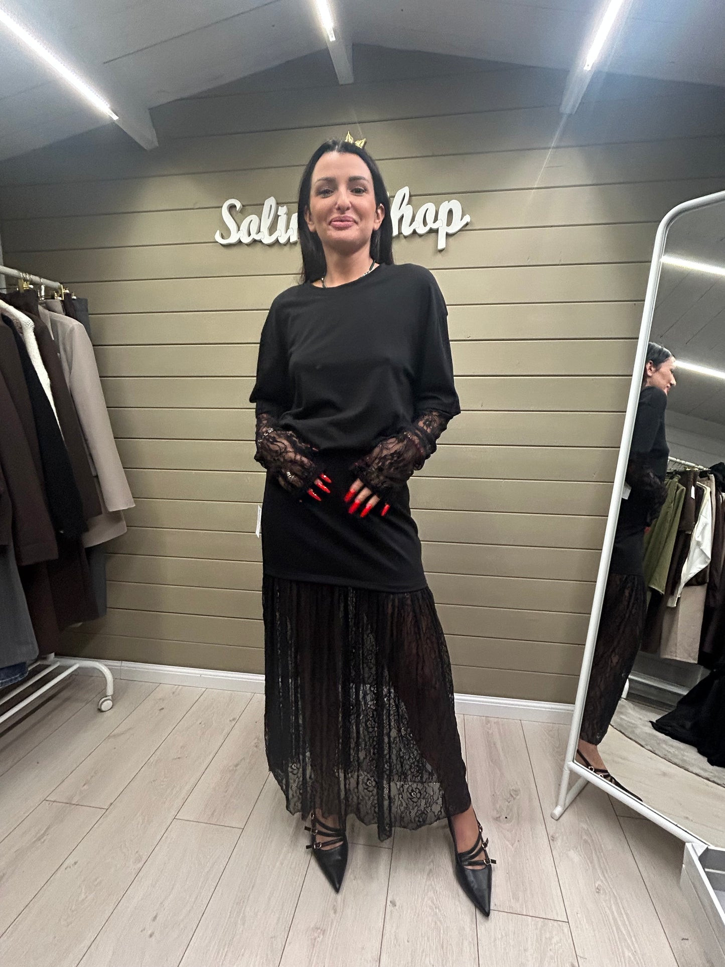 Maglia maniche in pizzo